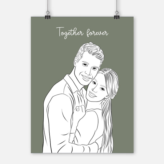 Couple Portrait - Outline Art