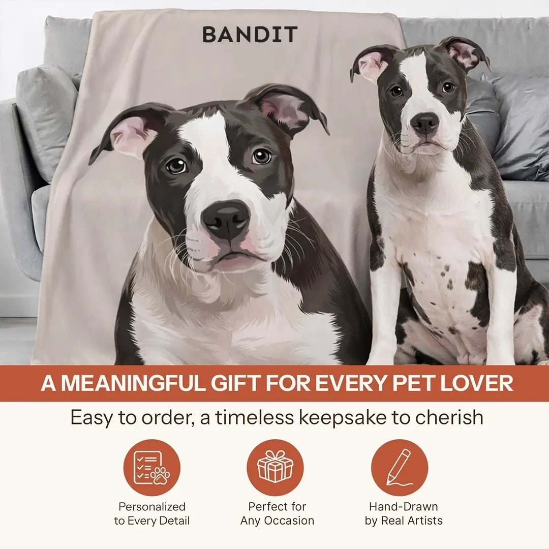 Signature Modern Pet Portrait - Velveteen Blanket